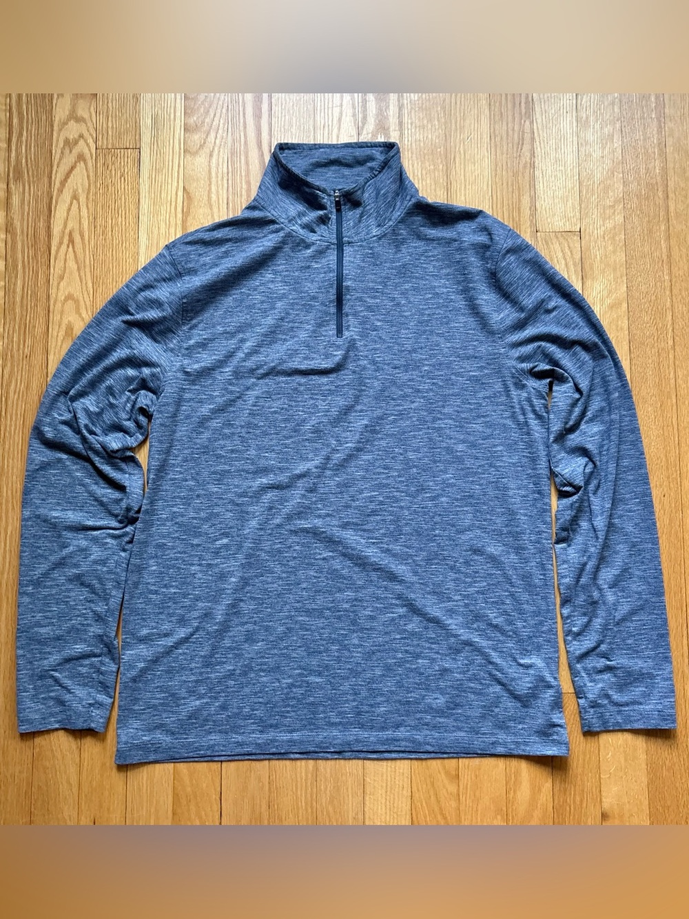 J. Crew Men’s 1/4 Zip Long Sleeve Performance Pullover Large Blue Heather Solid